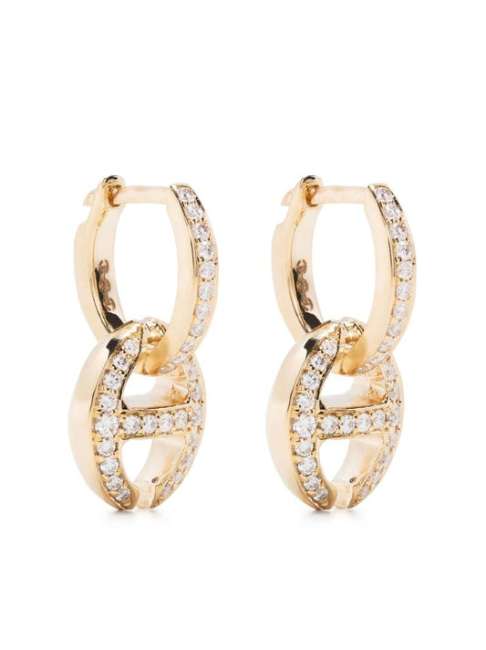 18k Yellow Gold Diamond Klaasp Huggie Earrings