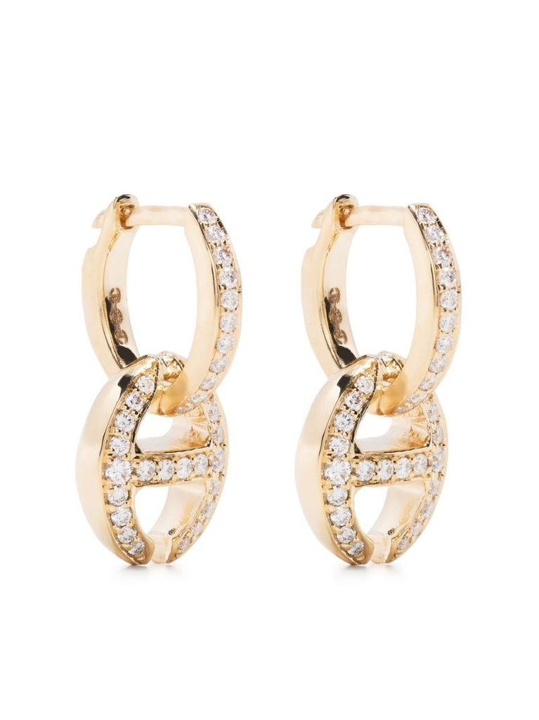 18k Yellow Gold Diamond Klaasp Huggie Earrings