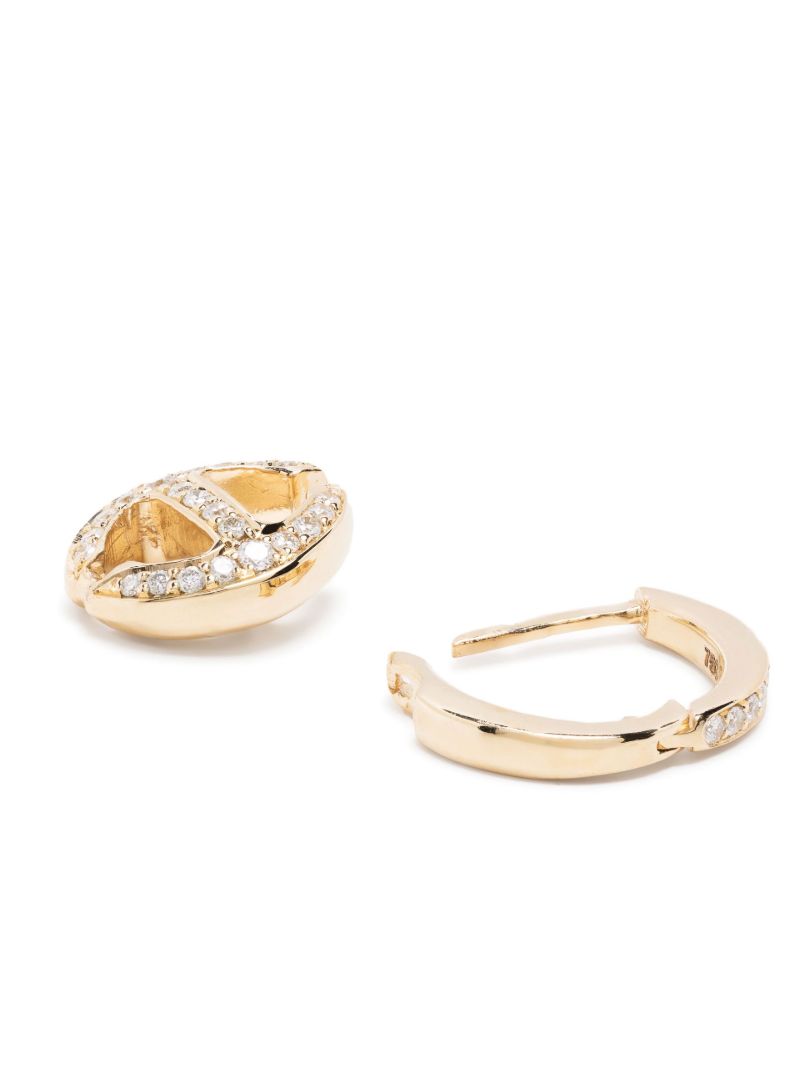 18k Yellow Gold Diamond Klaasp Huggie Earrings