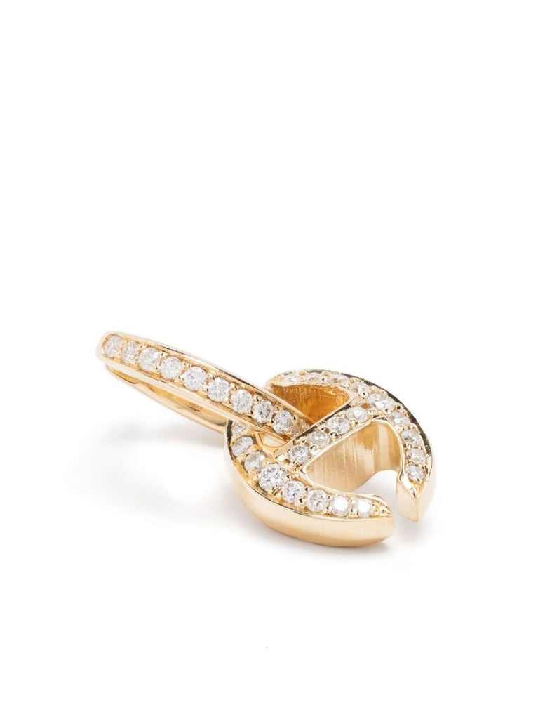 18k Yellow Gold Diamond Klaasp Huggie Earrings