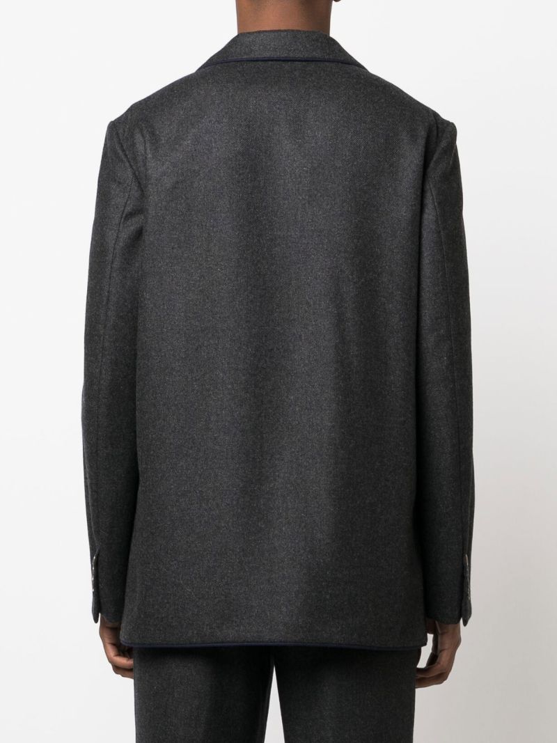 Grey Single-breasted Cashmere Blazer