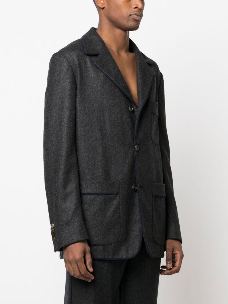 Grey Single-breasted Cashmere Blazer