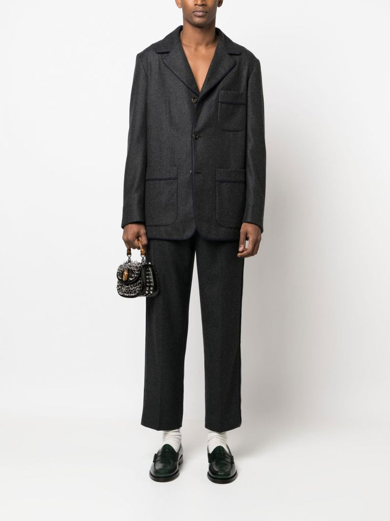 Grey Single-breasted Cashmere Blazer
