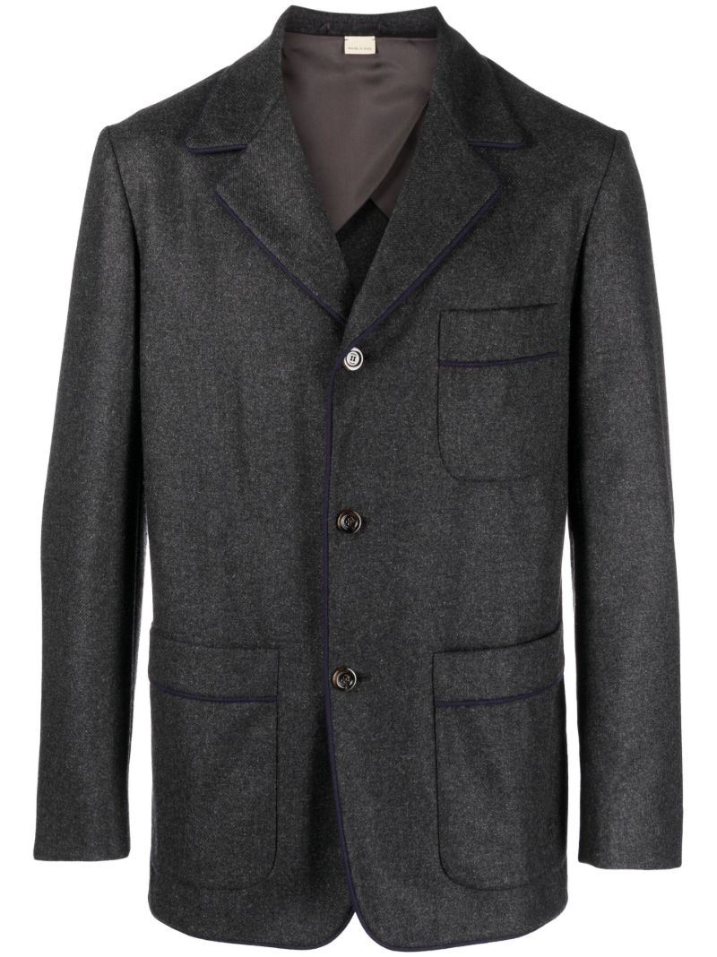 Grey Single-breasted Cashmere Blazer