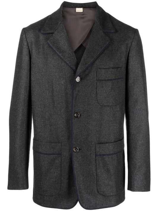 Grey Single-breasted Cashmere Blazer