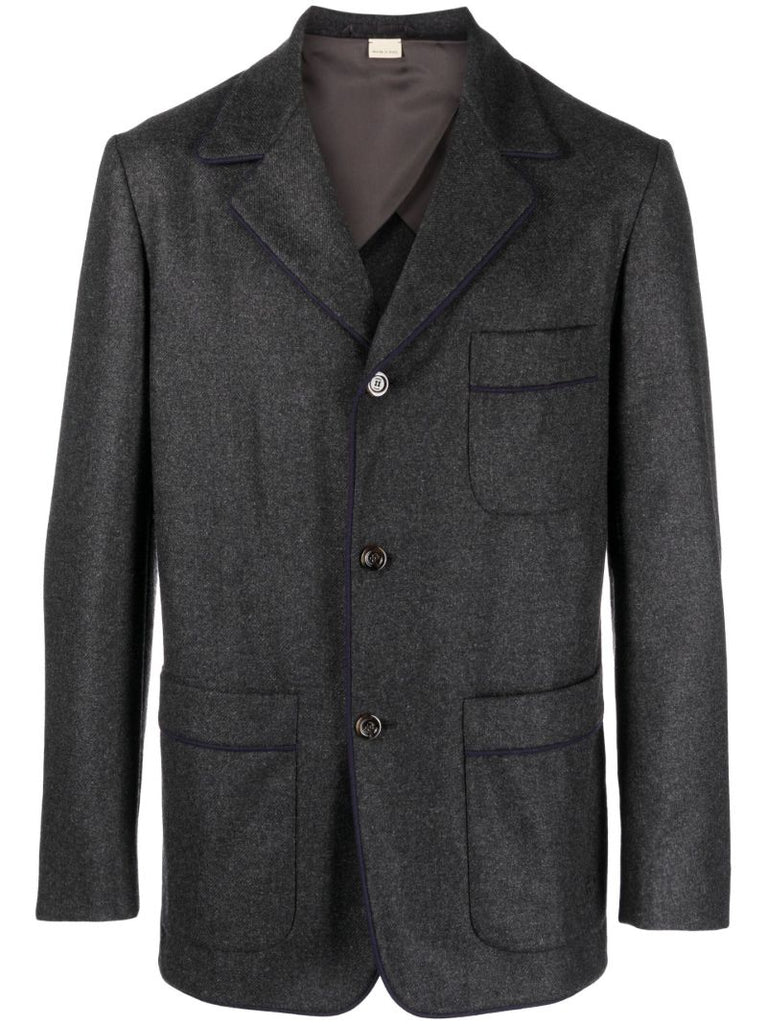 Grey Single-breasted Cashmere Blazer