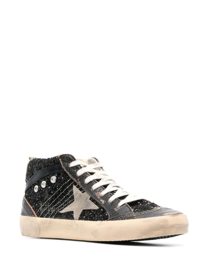 Black Mid-star Leather Sneakers