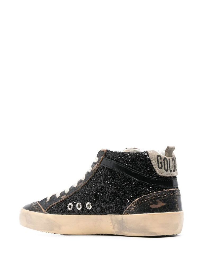 Black Mid-star Leather Sneakers