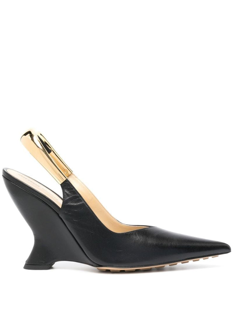 Black Punta 100 Leather Slingback Pumps