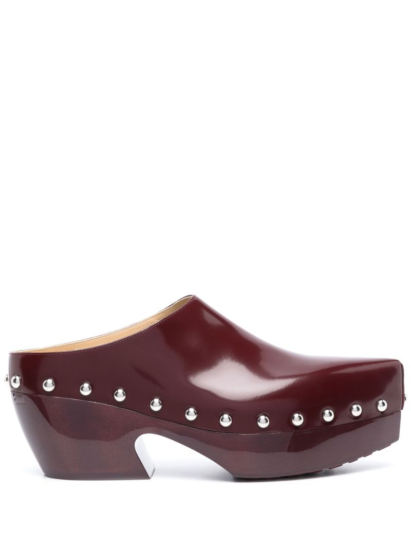 Red 60 Studded Leather Clogs