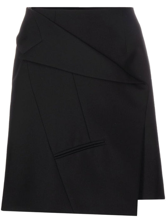 Black Tailored A-line Miniskirt