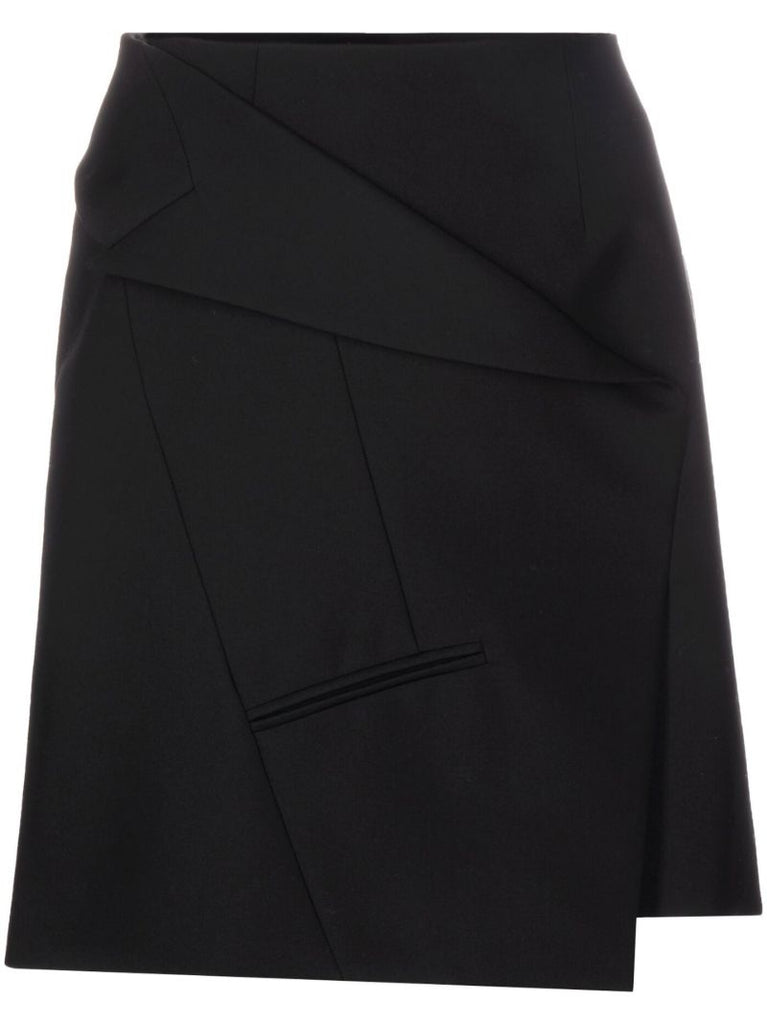 Black Tailored A-line Miniskirt