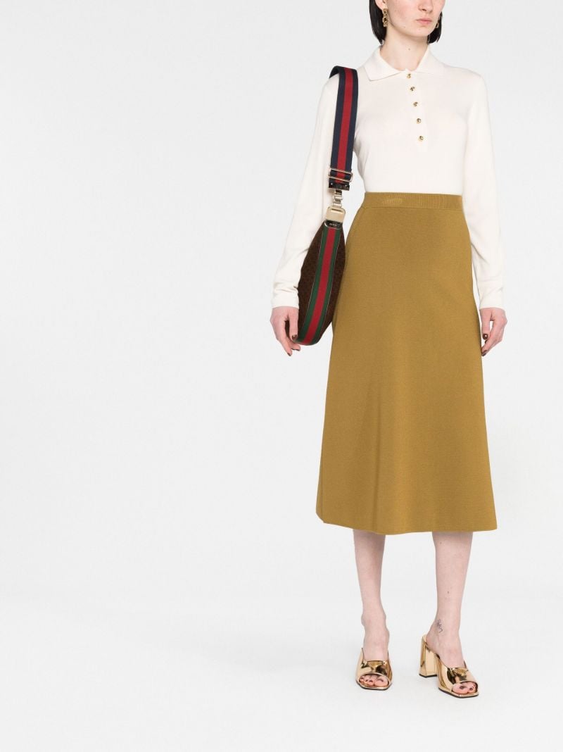 Neutral Knitted Cashmere Polo Top