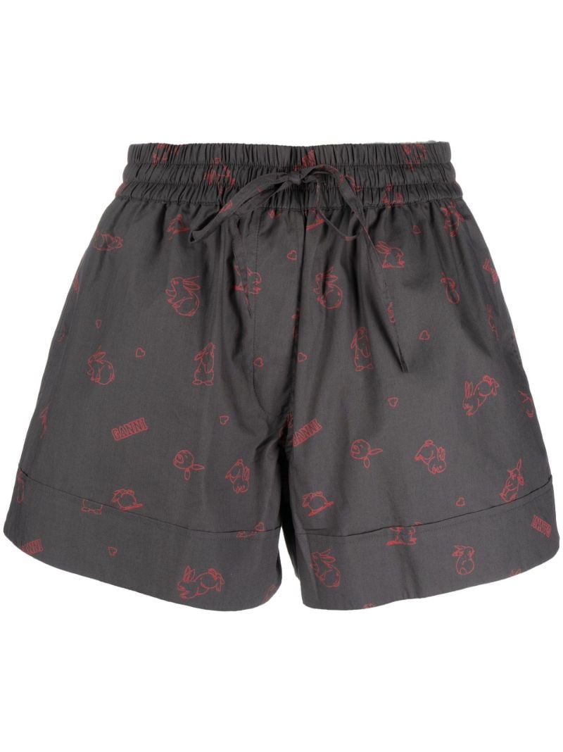 Grey Graphic Print Organic Cotton Shorts