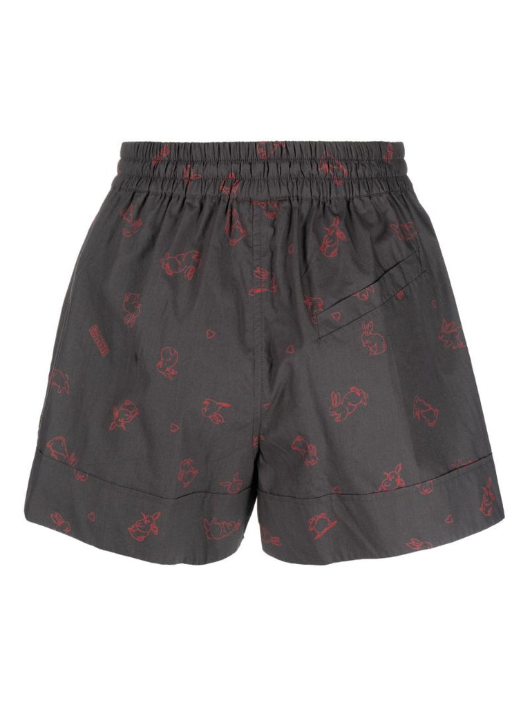 Grey Graphic Print Organic Cotton Shorts