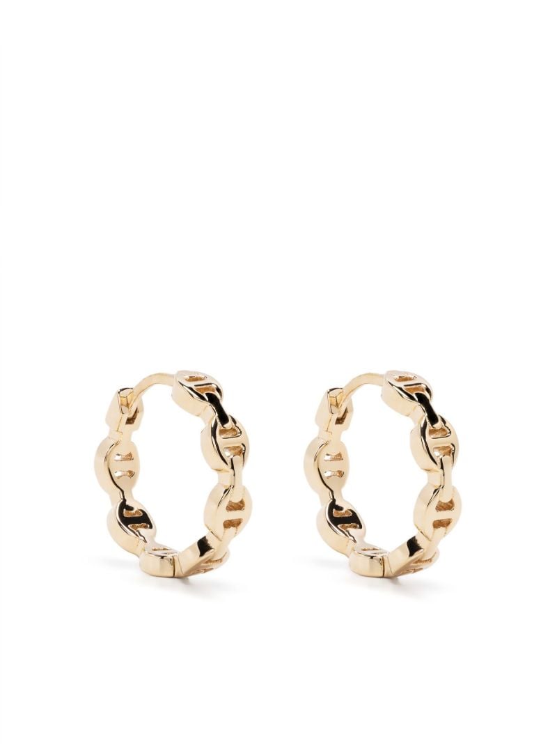 18k Yellow Gold Link Huggie Earrings
