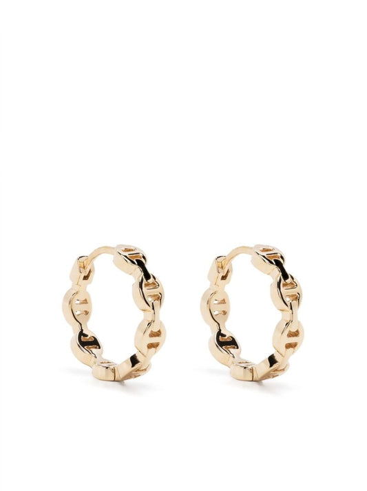 18k Yellow Gold Link Huggie Earrings