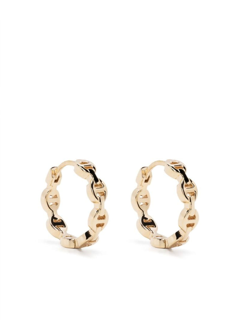 18k Yellow Gold Link Huggie Earrings