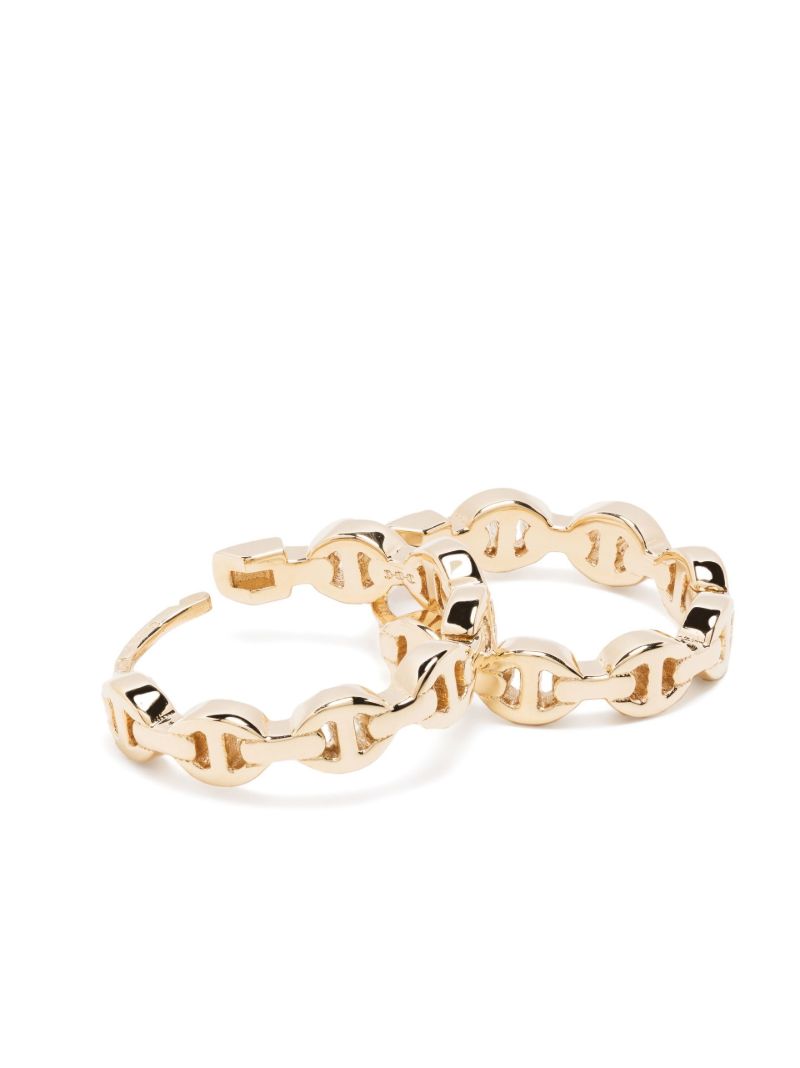 18k Yellow Gold Link Huggie Earrings