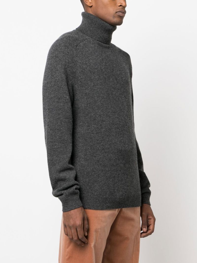 Grey Turtleneck Wool Sweater