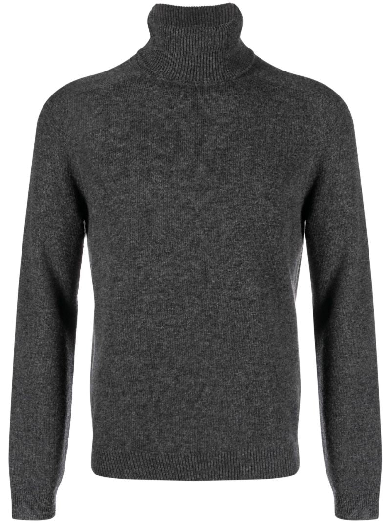 Grey Turtleneck Wool Sweater