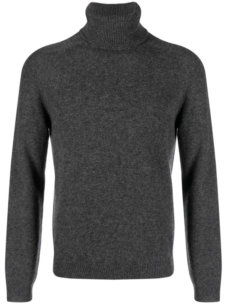Grey Turtleneck Wool Sweater