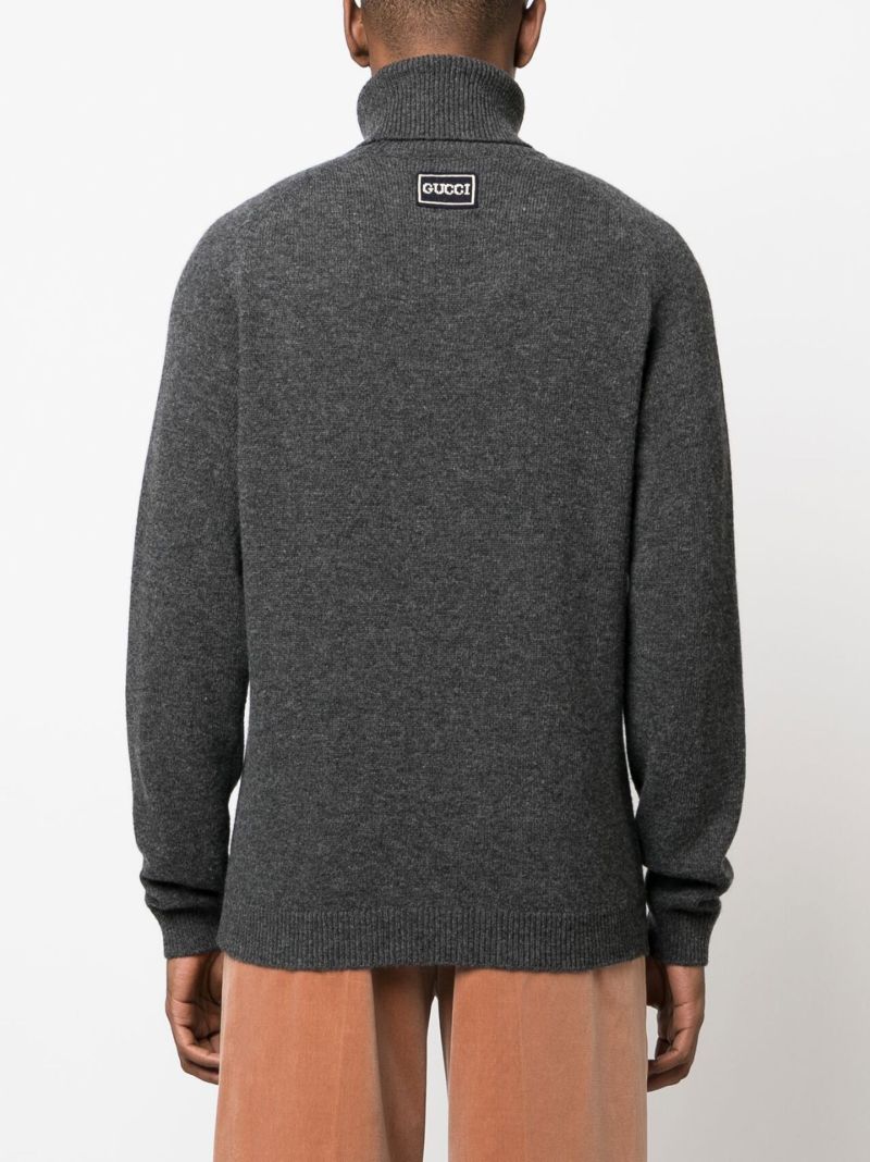 Grey Turtleneck Wool Sweater
