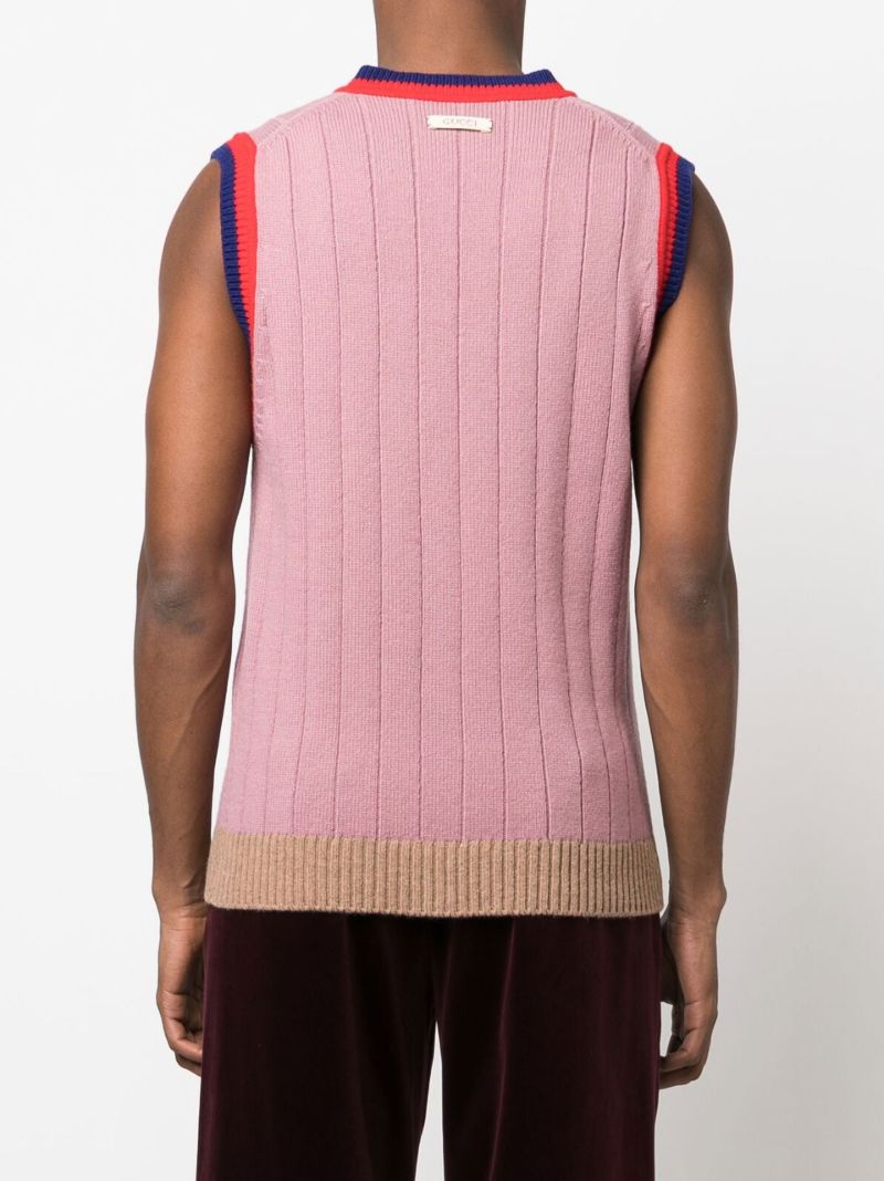 Pink V-neck Wool Sweater Vest