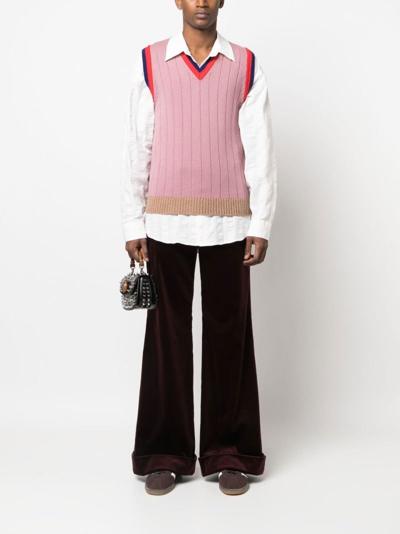 Pink V-neck Wool Sweater Vest