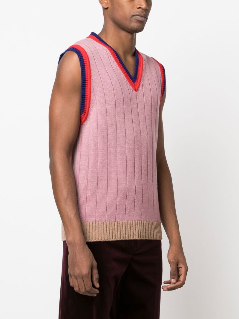Pink V-neck Wool Sweater Vest