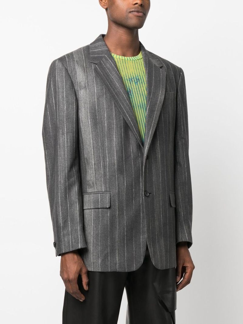 Grey Pinstripe Single-breasted Blazer