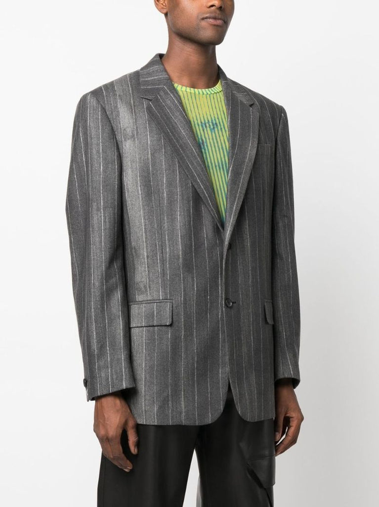 Grey Pinstripe Single-breasted Blazer