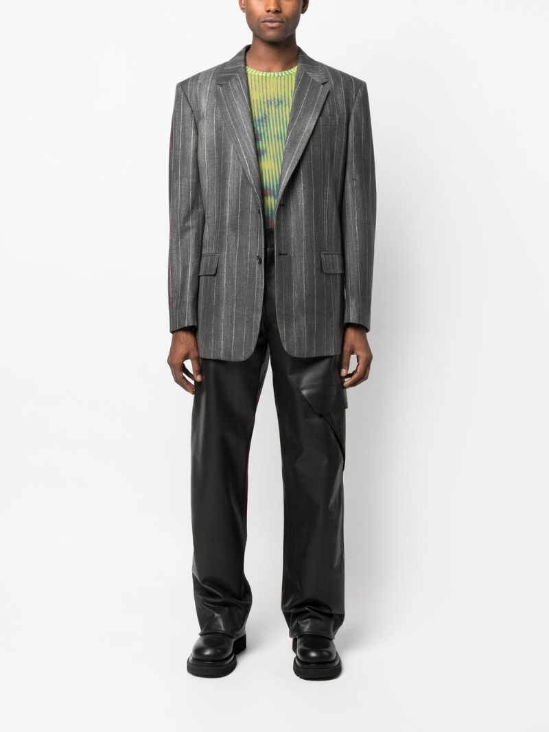 Grey Pinstripe Single-breasted Blazer