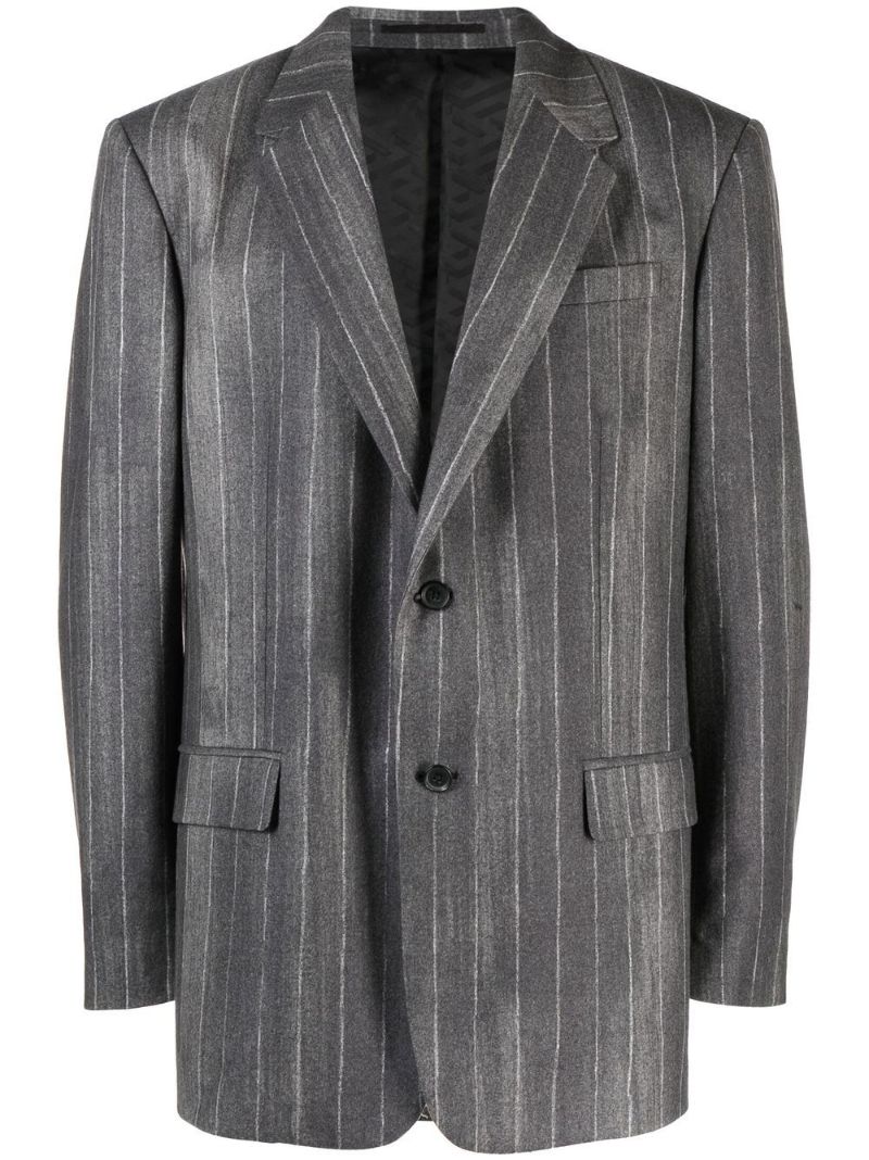Grey Pinstripe Single-breasted Blazer