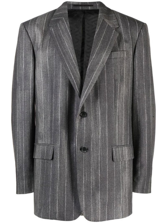 Grey Pinstripe Single-breasted Blazer