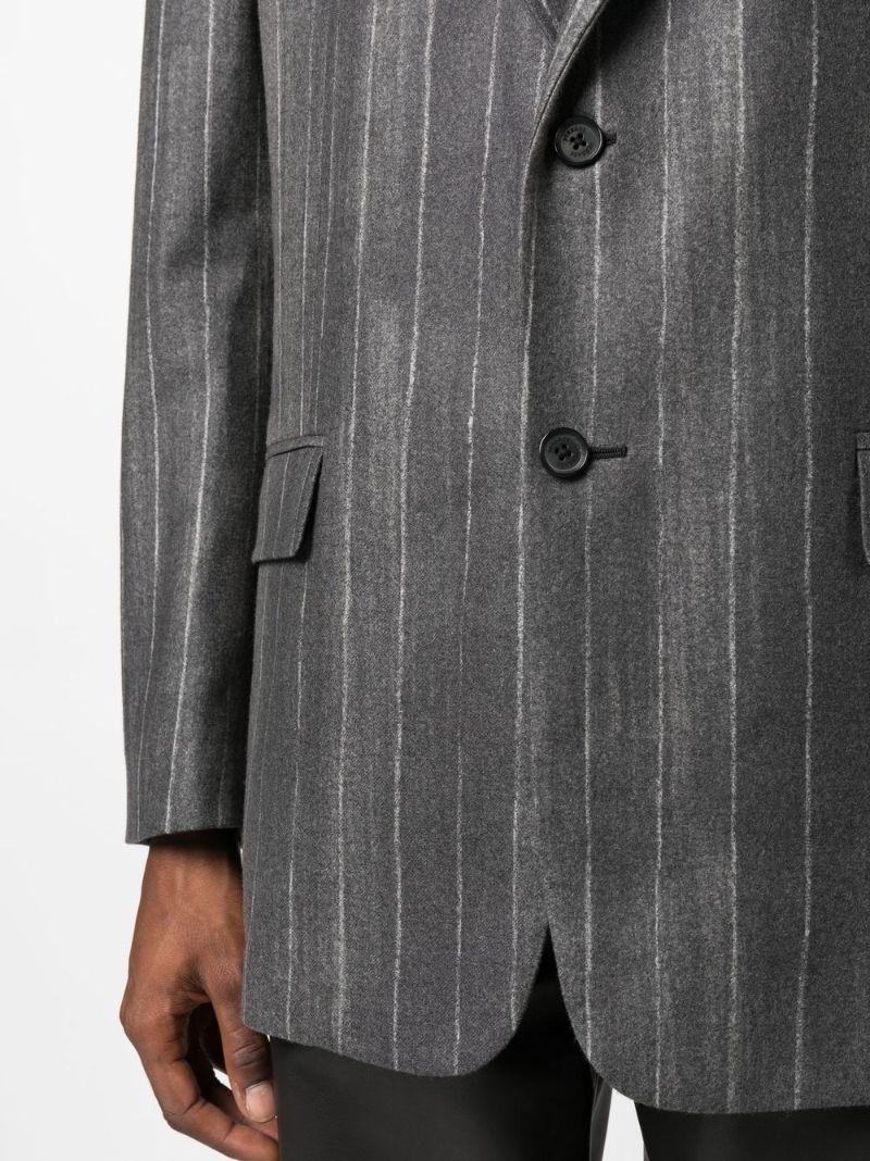 Grey Pinstripe Single-breasted Blazer