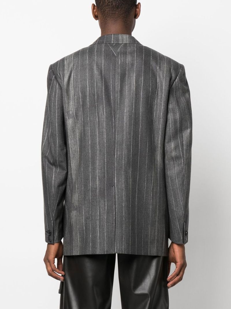 Grey Pinstripe Single-breasted Blazer