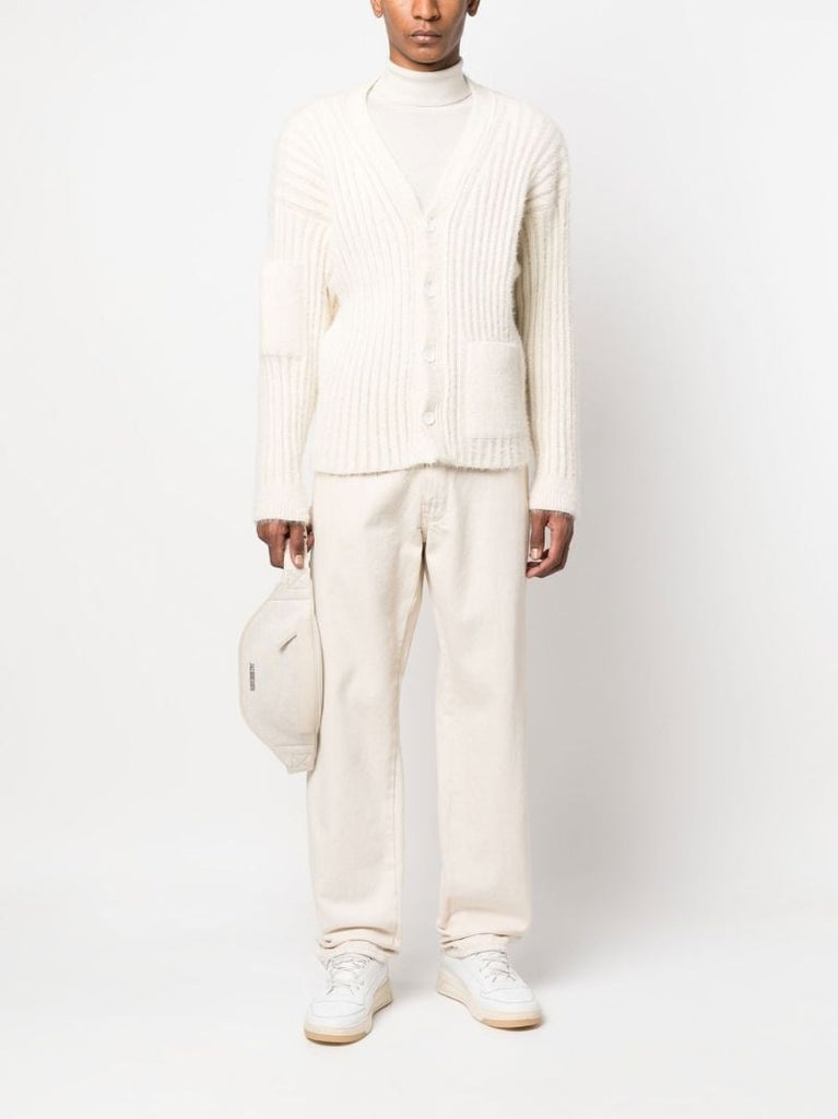White Le Neve Ribbed Cardigan