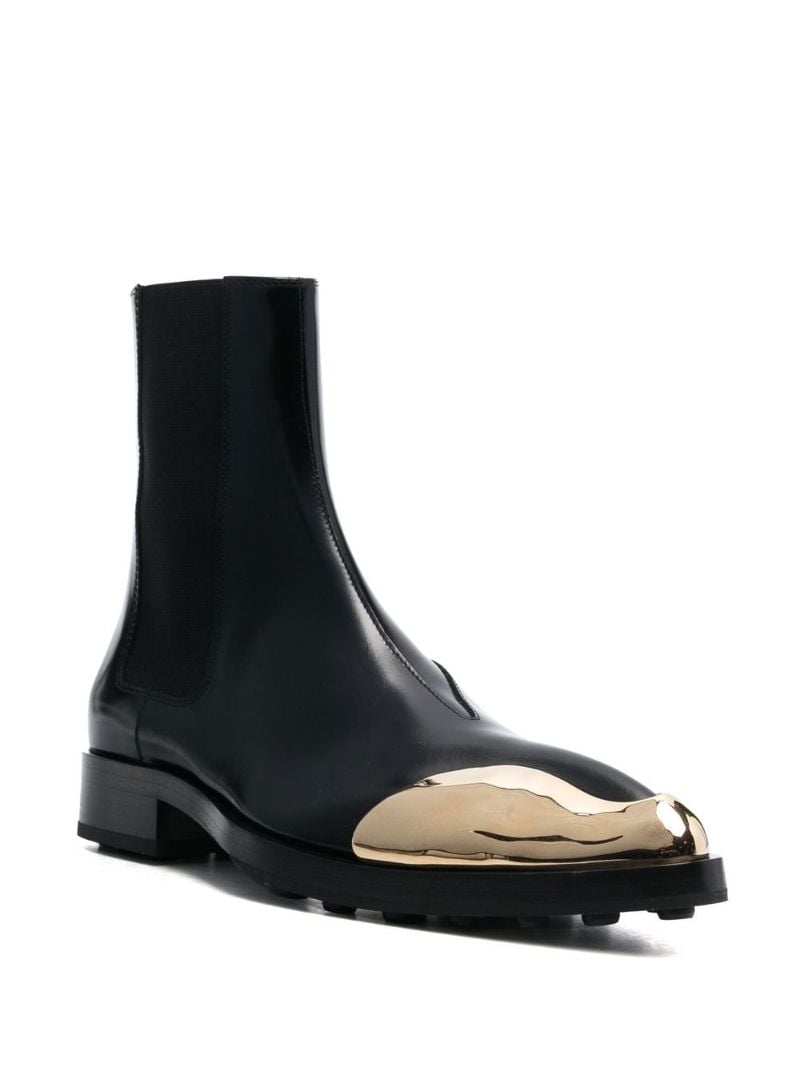 Black 35 Metal-toe Leather Ankle Boots
