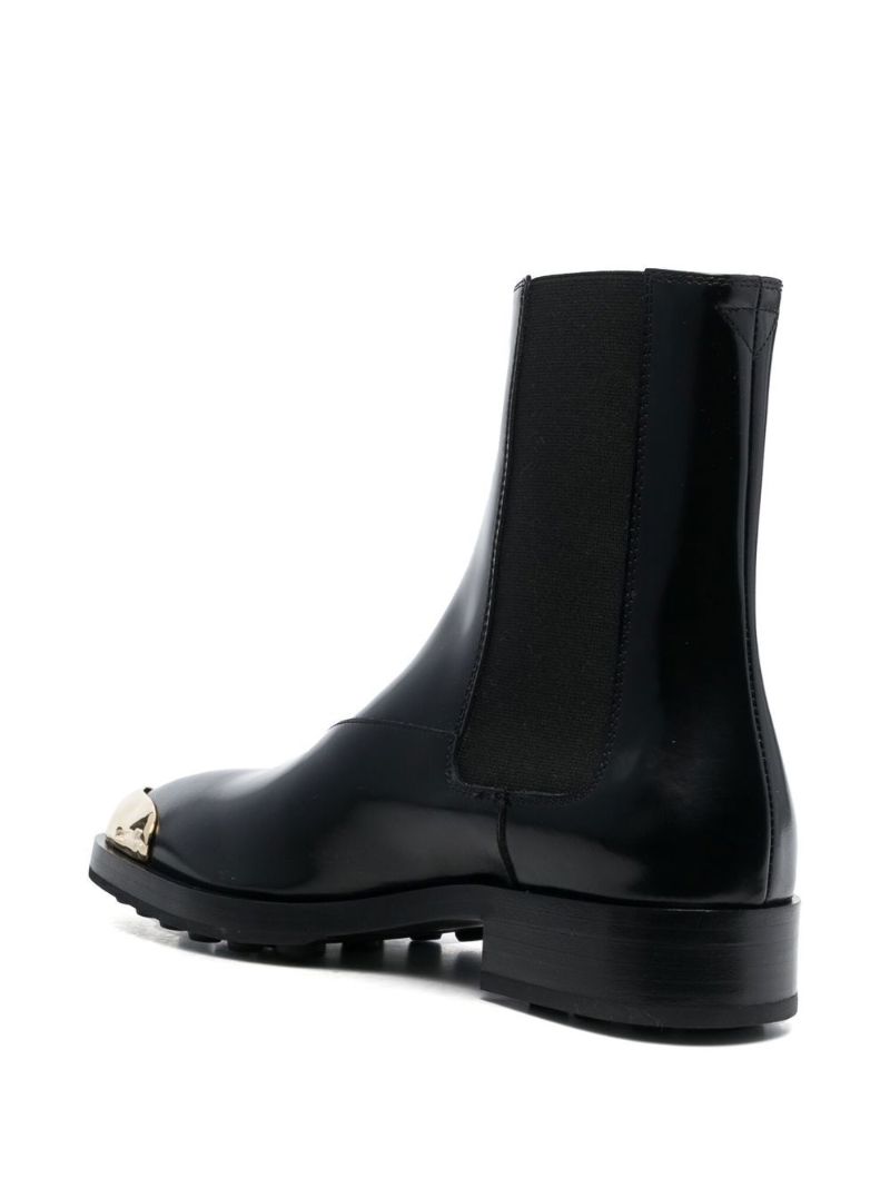 Black 35 Metal-toe Leather Ankle Boots