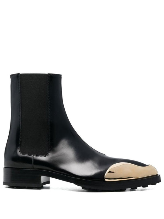 Black 35 Metal-toe Leather Ankle Boots