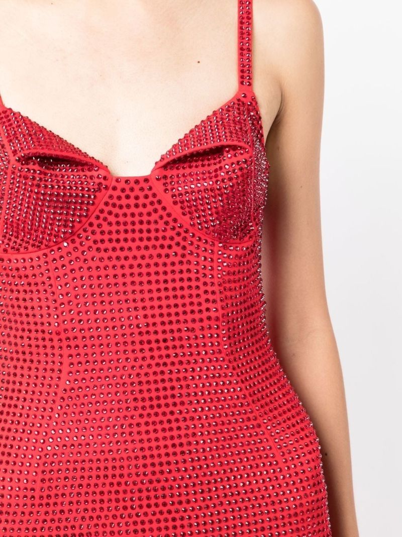 Red Crystal Embellished Maxi Dress