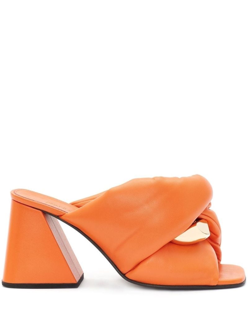 Orange Block Heel Mules