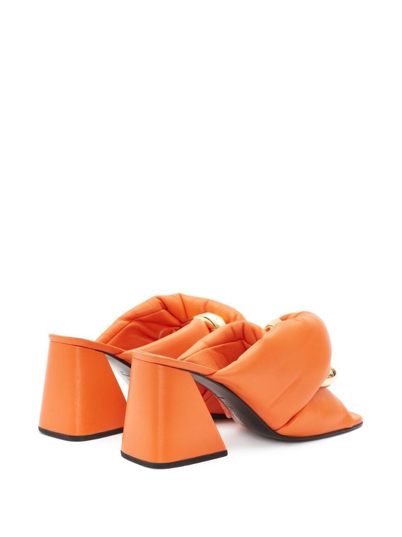 Orange Block Heel Mules