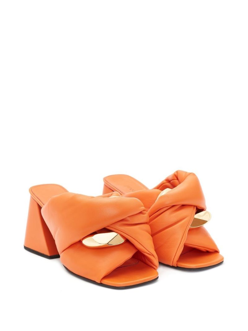 Orange Block Heel Mules