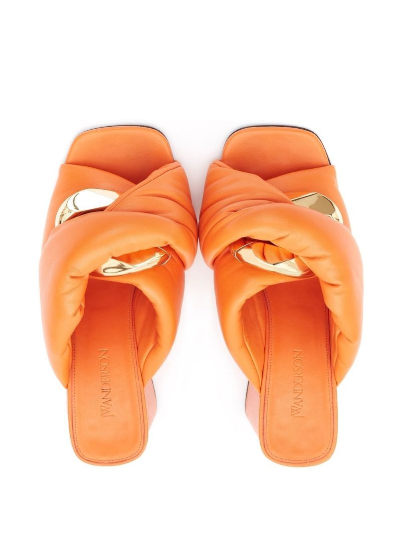 Orange Block Heel Mules