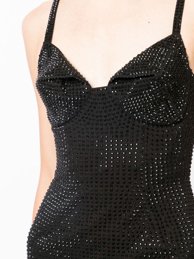 Black Crystal Embellished Mini Dress