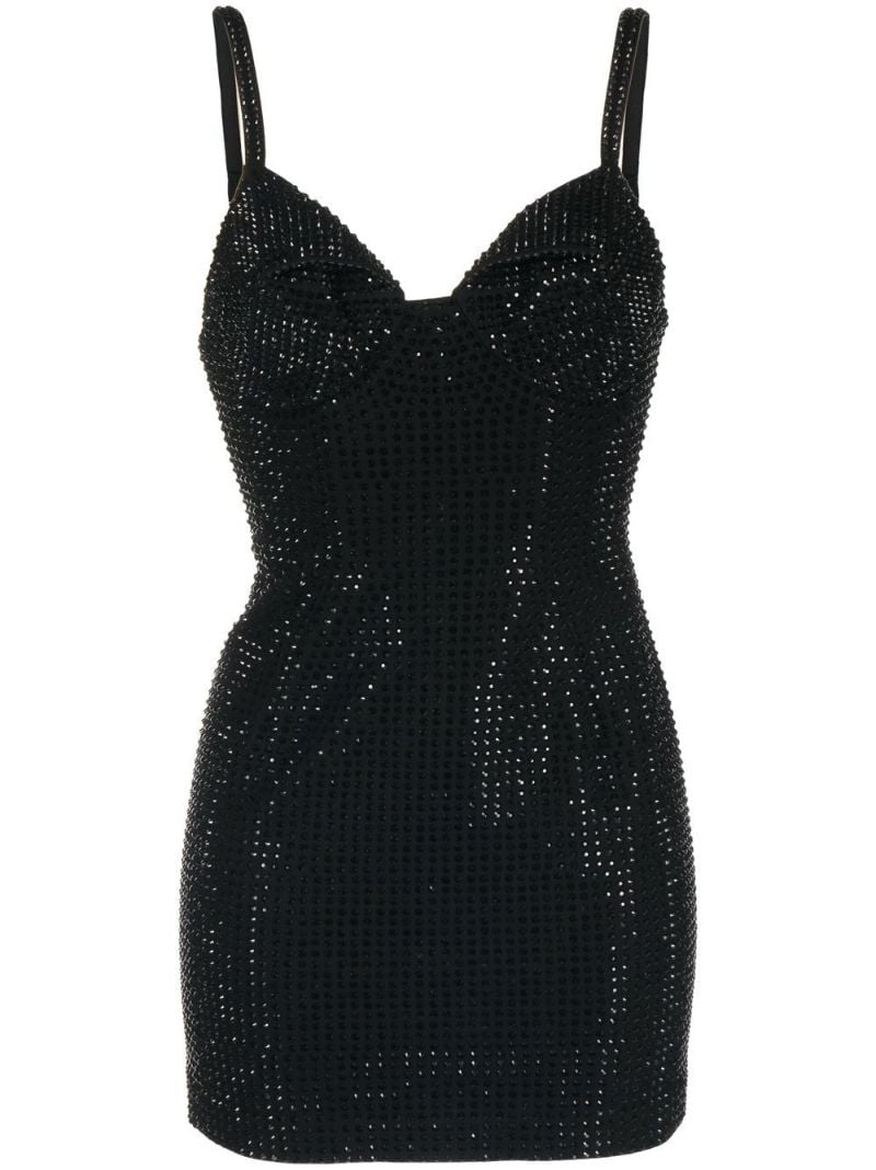 Black Crystal Embellished Mini Dress