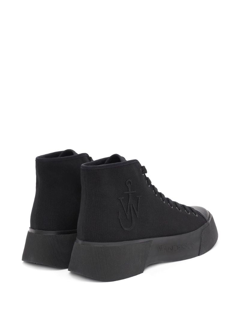 Black Logo High-top Canvas Sneakers
