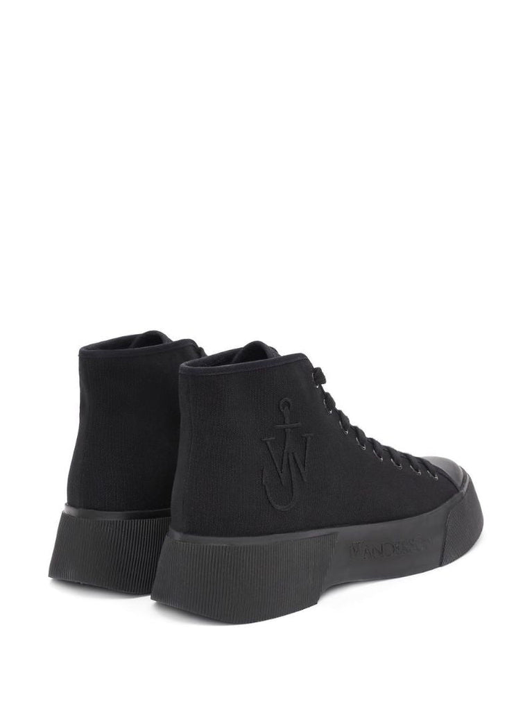 Black Logo High-top Canvas Sneakers